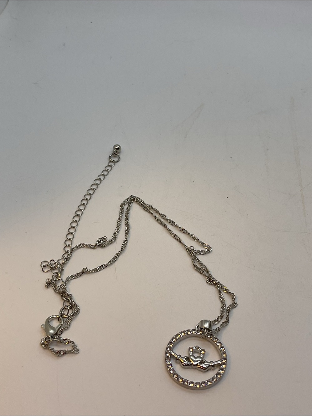 Glencara Silver Tone Claddagh Pendant Necklace - Picture 3 of 8